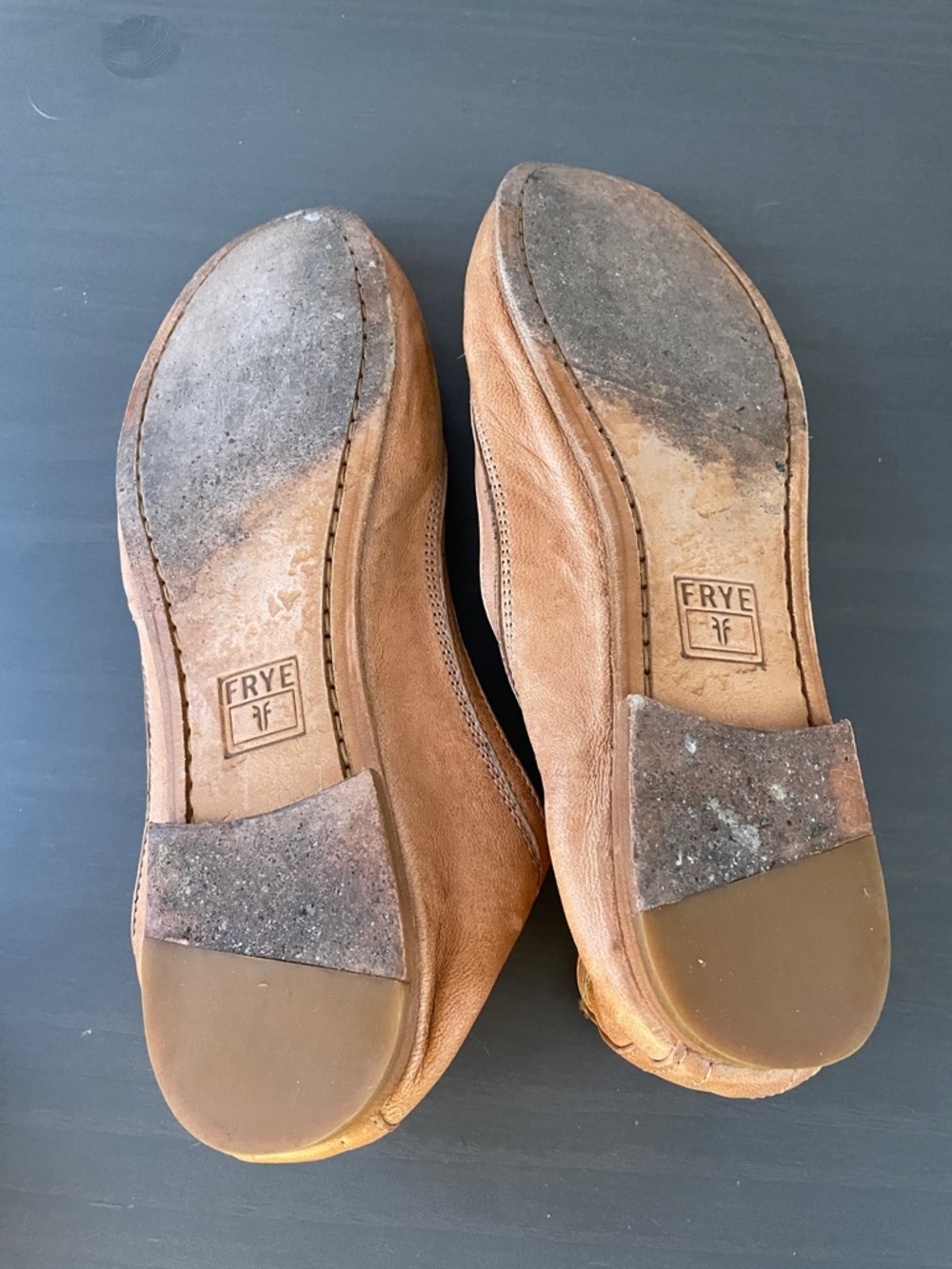 Frye Tan Leather Ballet Flats - Women's Slip-On Loafers - Picture 8 of 8
